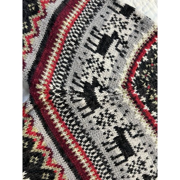 Tiara Cardigan Womens Large Gray Fair Isle Moose Full Zip Sweater Vintage - Picture 10 of 12